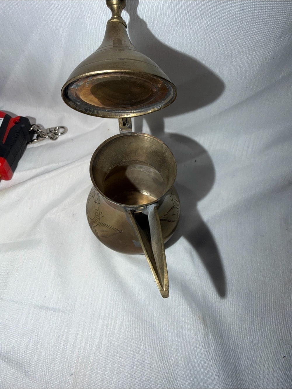 Vintage Etched Brass 3-Piece Coffee Set - Picture 12 of 16